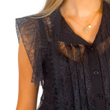 Duchess Short Sleeve Lace Top - Black