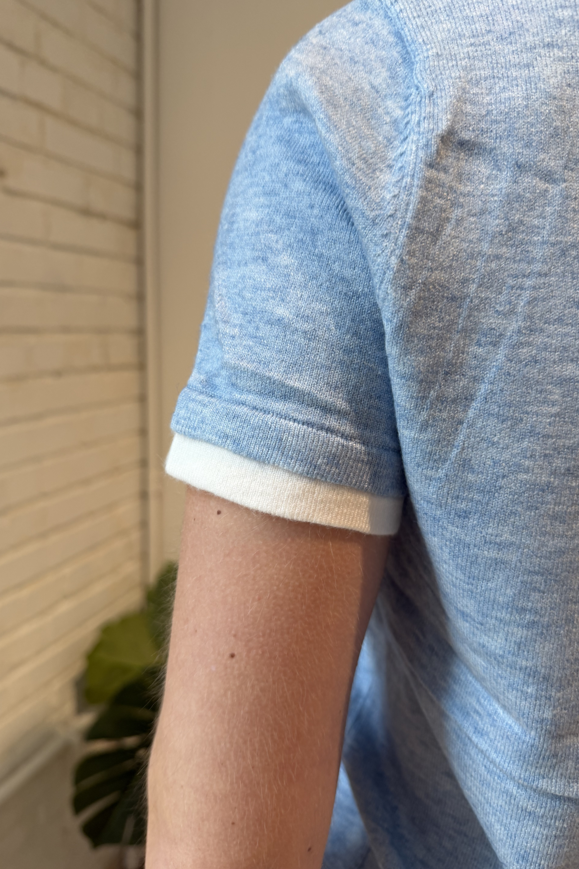 Grace Short Sleeve Knit Shirt - Light Blue