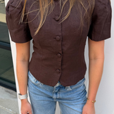 Lizzie Puff Sleeve Top - Brown
