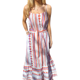 Tigers Maxi Dress - White/Purple/Orange