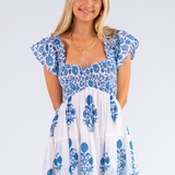 Abby Sweetheart Mini Dress - Poppy Mix Blue