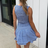 Owen Fit Flare Mini Dress - Blue/White