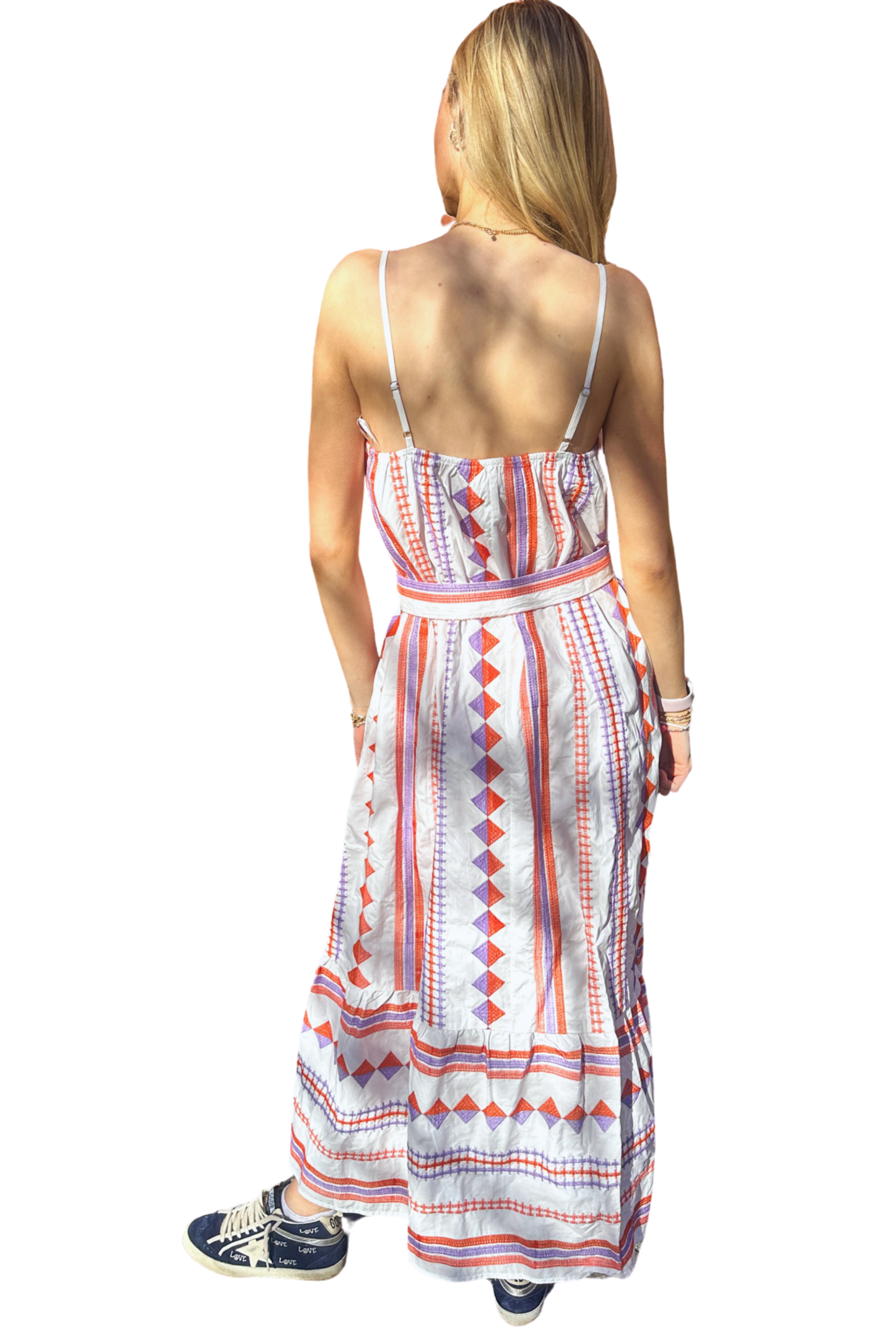 Tigers Maxi Dress - White/Purple/Orange