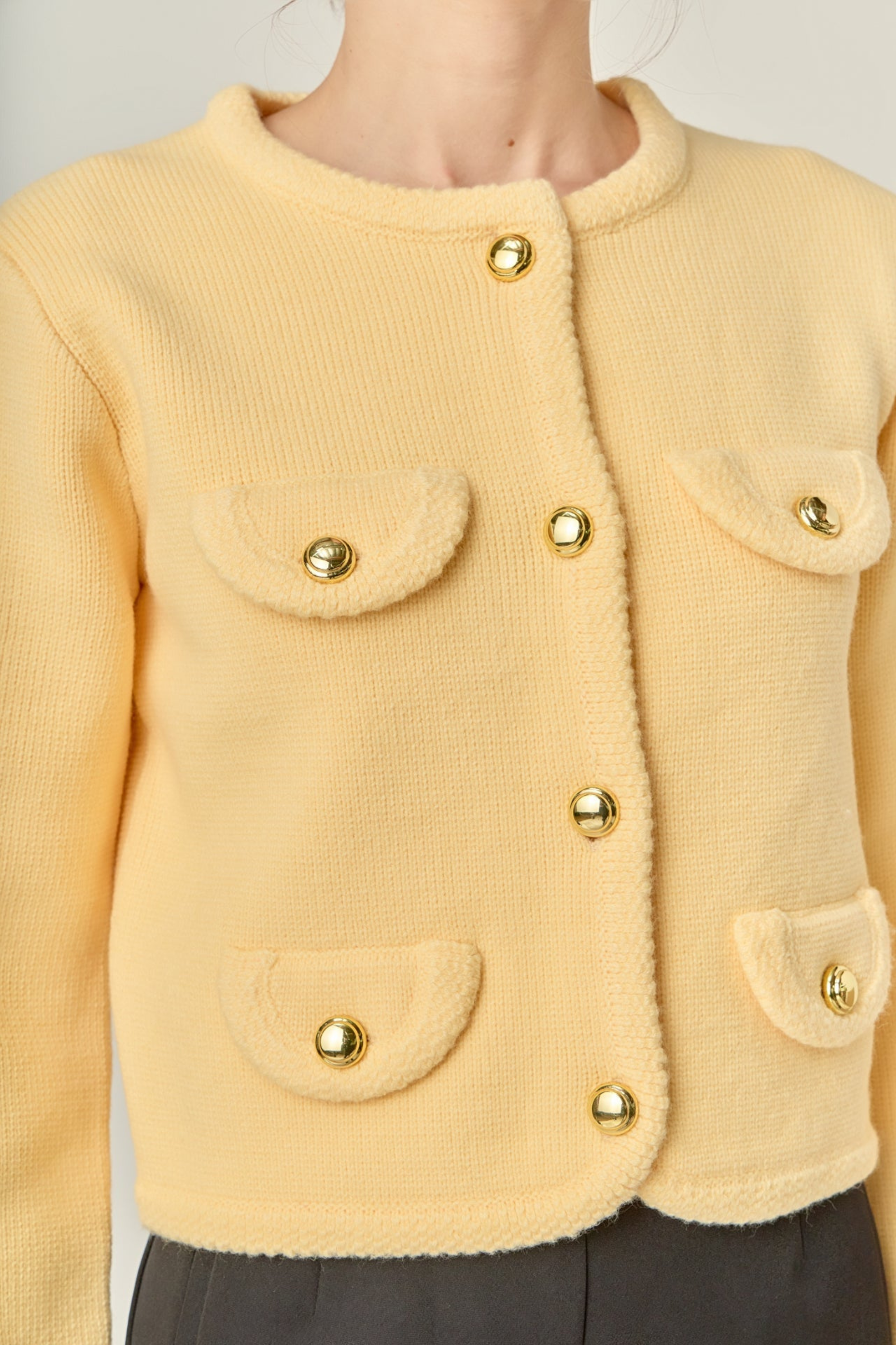 Butter Round Hem Cardigan - Yellow