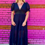Cece Eyelet Maxi Dress - Black