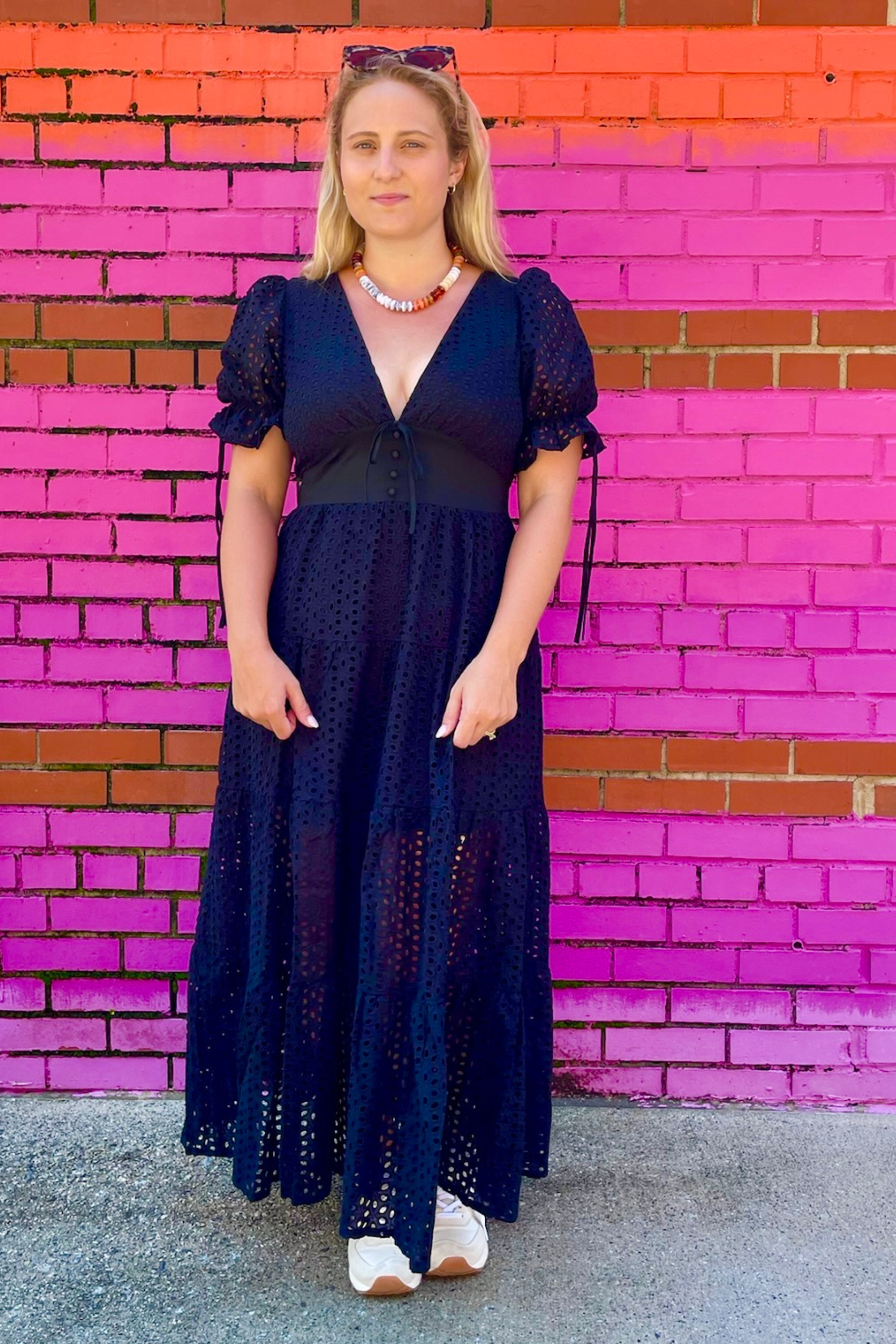 Cece Eyelet Maxi Dress - Black