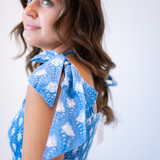Joy Bow Mini Dress - Jellyfish Cornflower