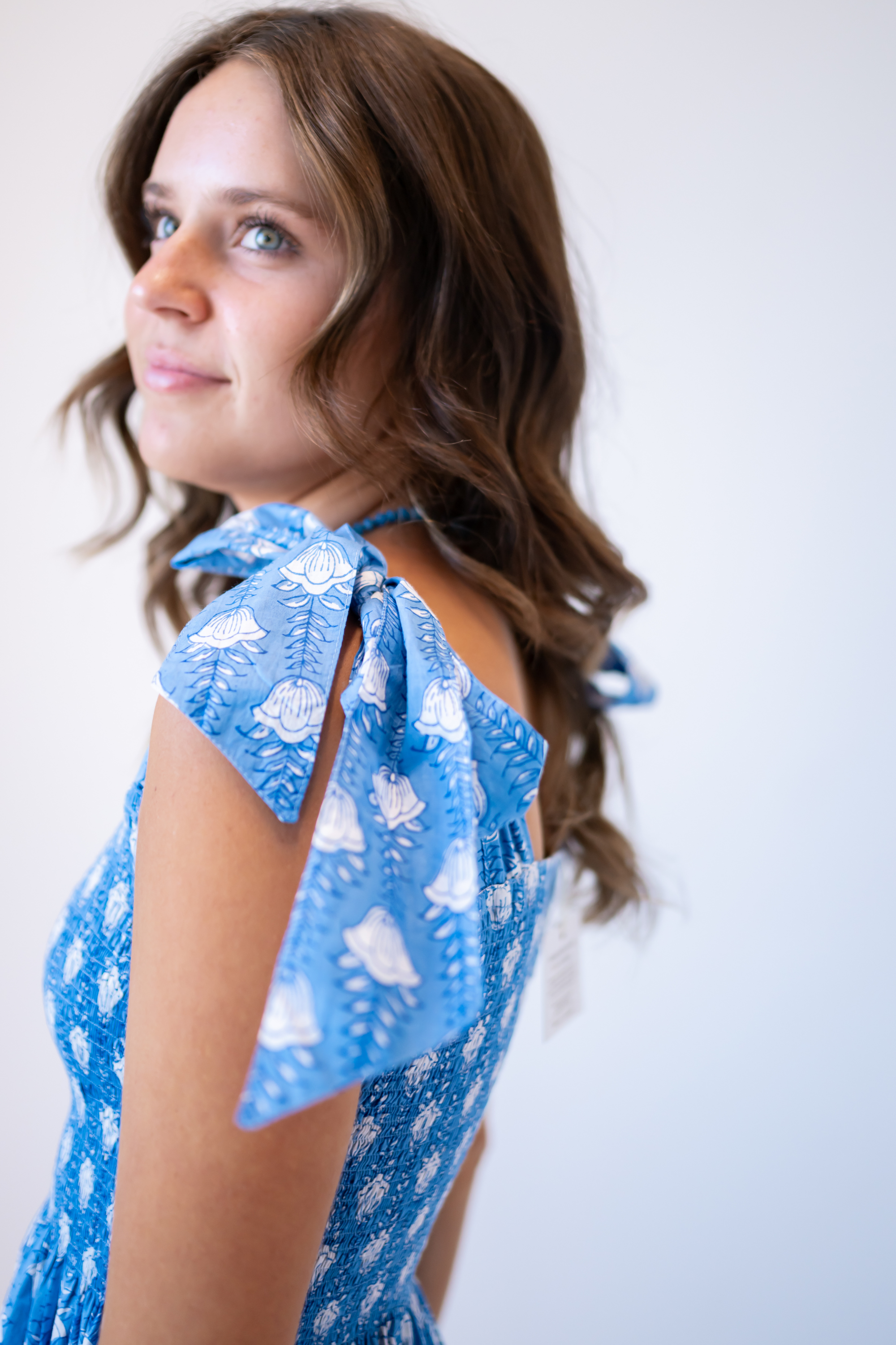 Joy Bow Mini Dress - Jellyfish Cornflower