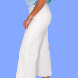 Nori 27" Inseam Cropped Wide Leg - White