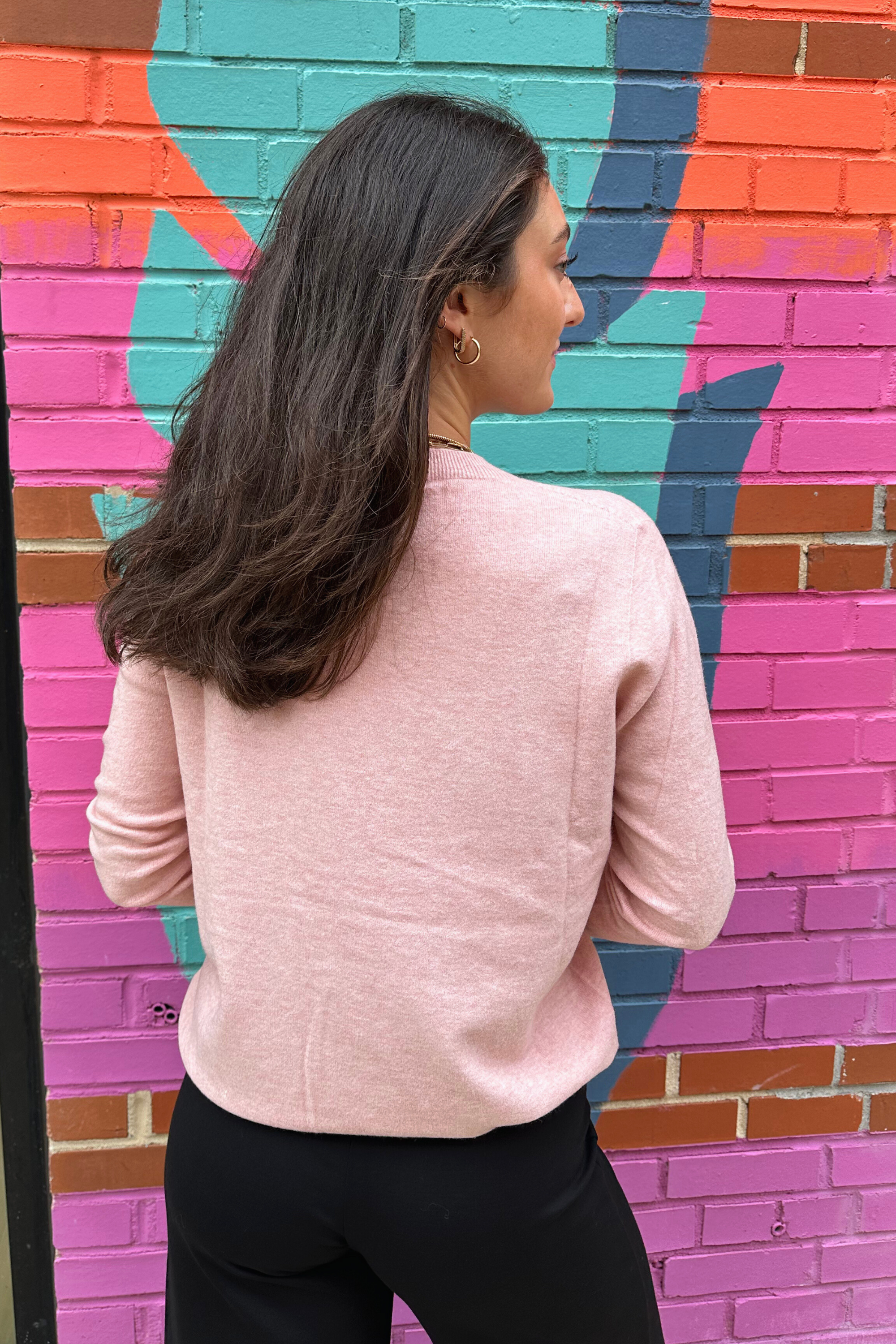 Ria Round Crew Sweater - Pink