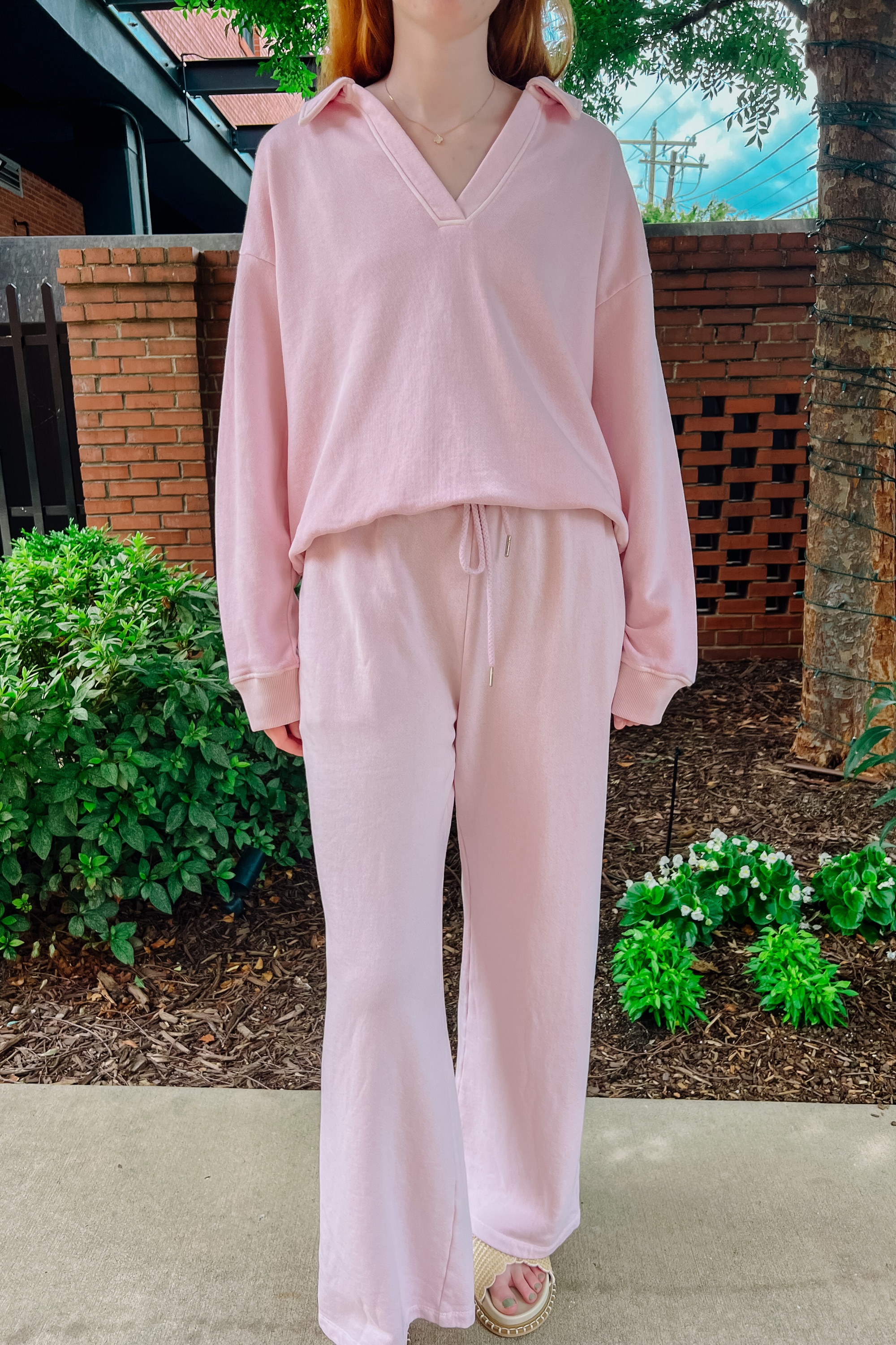 Relax Polo V-Neck Sweatshirt - Sugar Lilac