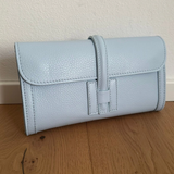 Hannah Leather Clutch - Sky Blue