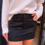 Carrie Coated Micro Mini Skirt - Black