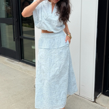 Lacey Embroidered Skirt Set - Crystal Blue