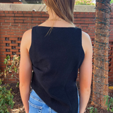 Brooke Boat Neck Asymmetrical Tank - Black