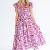 Lil Smocked Maxi Dress - Blossom Maroon