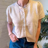 Josie Short Sleeve Cardigan - Ivory Beige
