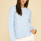 Diana Cable Crew Sweater - Baby Blue