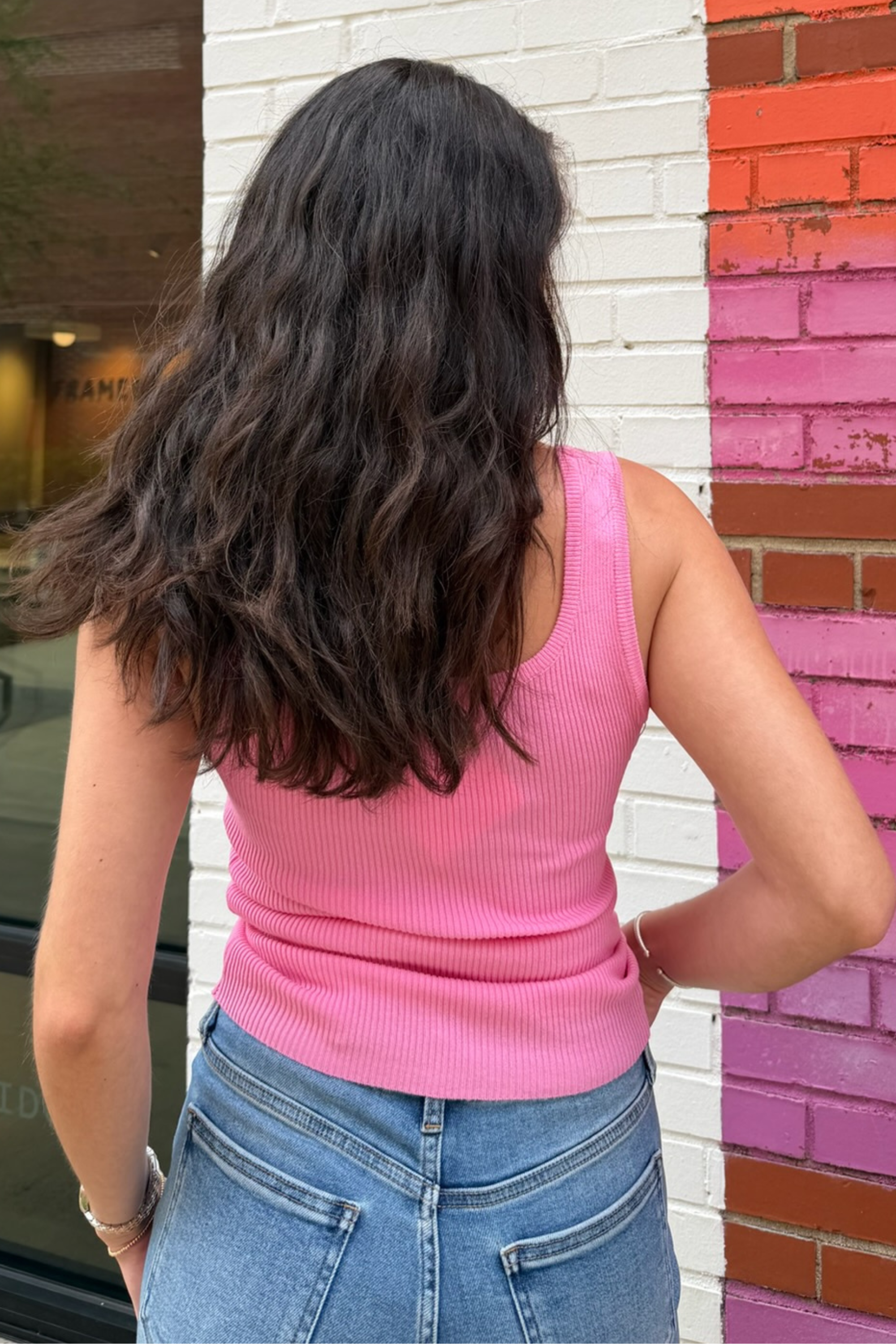 Reese Ribbed Floral Tank - Pink