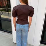 Lizzie Puff Sleeve Top - Brown