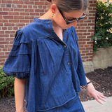 Katy Puff Sleeve Top - Denim