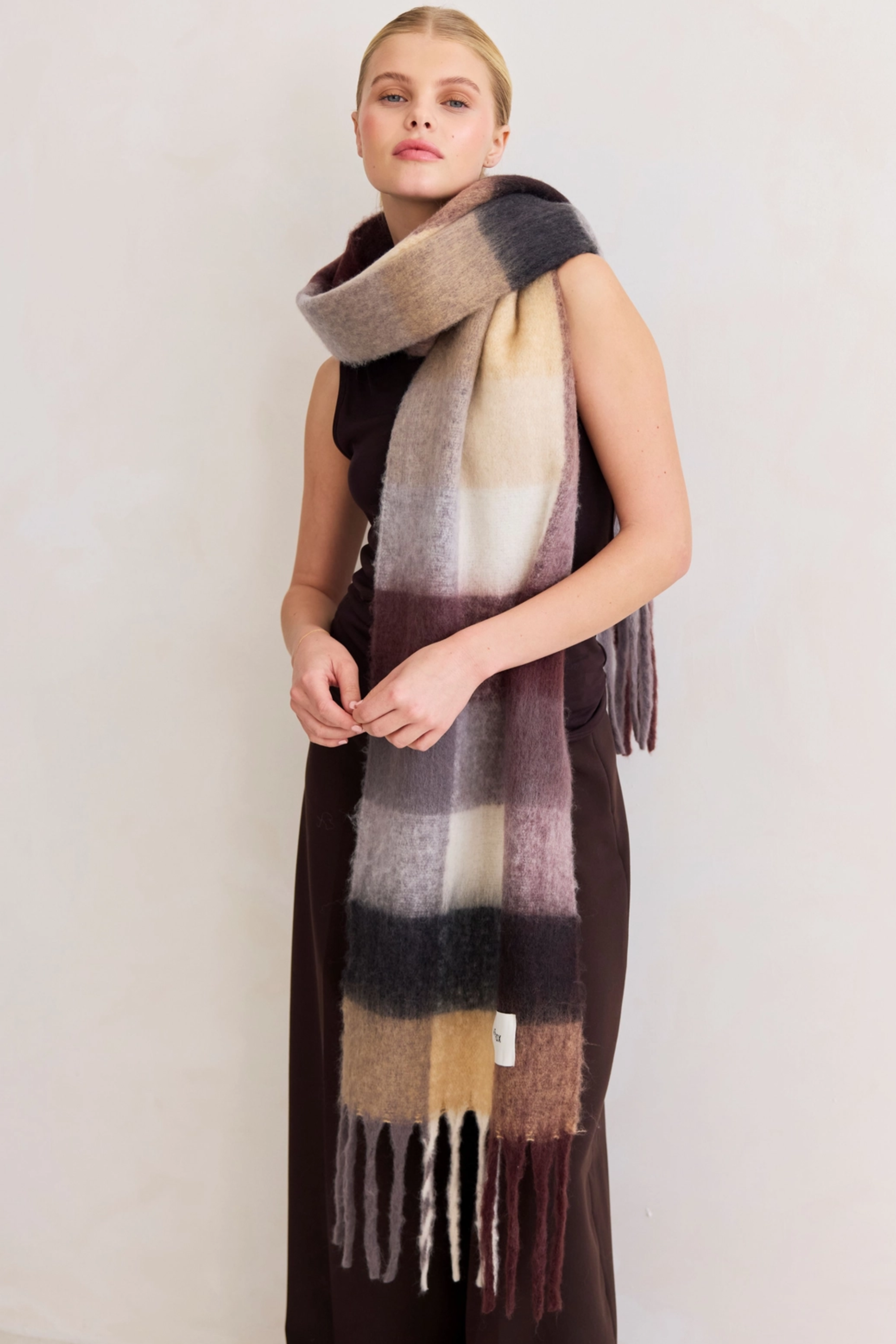 The Reykjavik Scarf - Purple/Brown Check