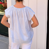 Gina Simple Vneck Blouse - Steel Blue