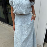 Lacey Embroidered Skirt Set - Crystal Blue