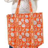 Jenna Reversible Tote Bag - Orange Flower