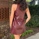 Onyx Leather Mini Dress - Burgundy