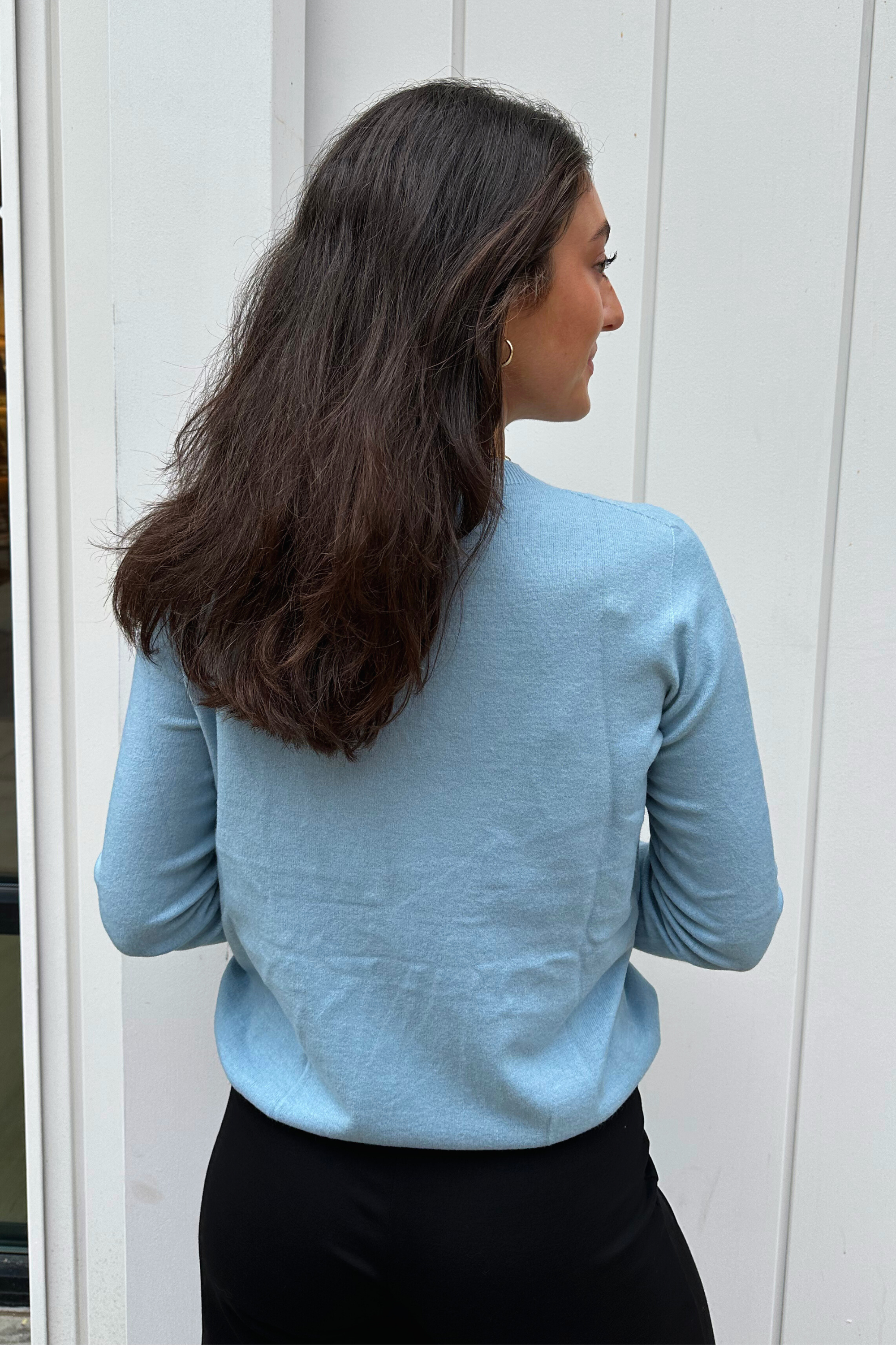 Ria Round Crew Sweater - Sky Blue