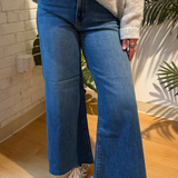 Fifi Wide Leg Flare Crop - Medium Denim