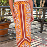 Luana Silk Maxi Skirt - Orange Multi