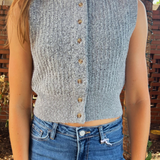 Taylor Cropped Sweater Vest - Light Grey