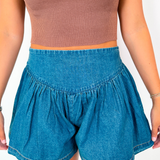 Veronica Flowy Denim Shorts - Denim
