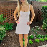 Elle Sweetheart Athletic Dress - Beige Gingham