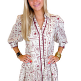 Giddy Up Printed Mini Dress - Red