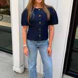 Genevieve Denim Top - Dark Denim