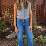 Taylor Cropped Sweater Vest - Light Grey