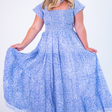 Lil Smocked Maxi Dress - Cornflower Flower Explosion