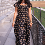 Lil Fall Smocked Maxi Dress - Tigers Black