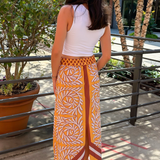 Luana Silk Maxi Skirt - Orange Multi