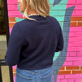 Veronique Tie Knit Top - Bleu Marine