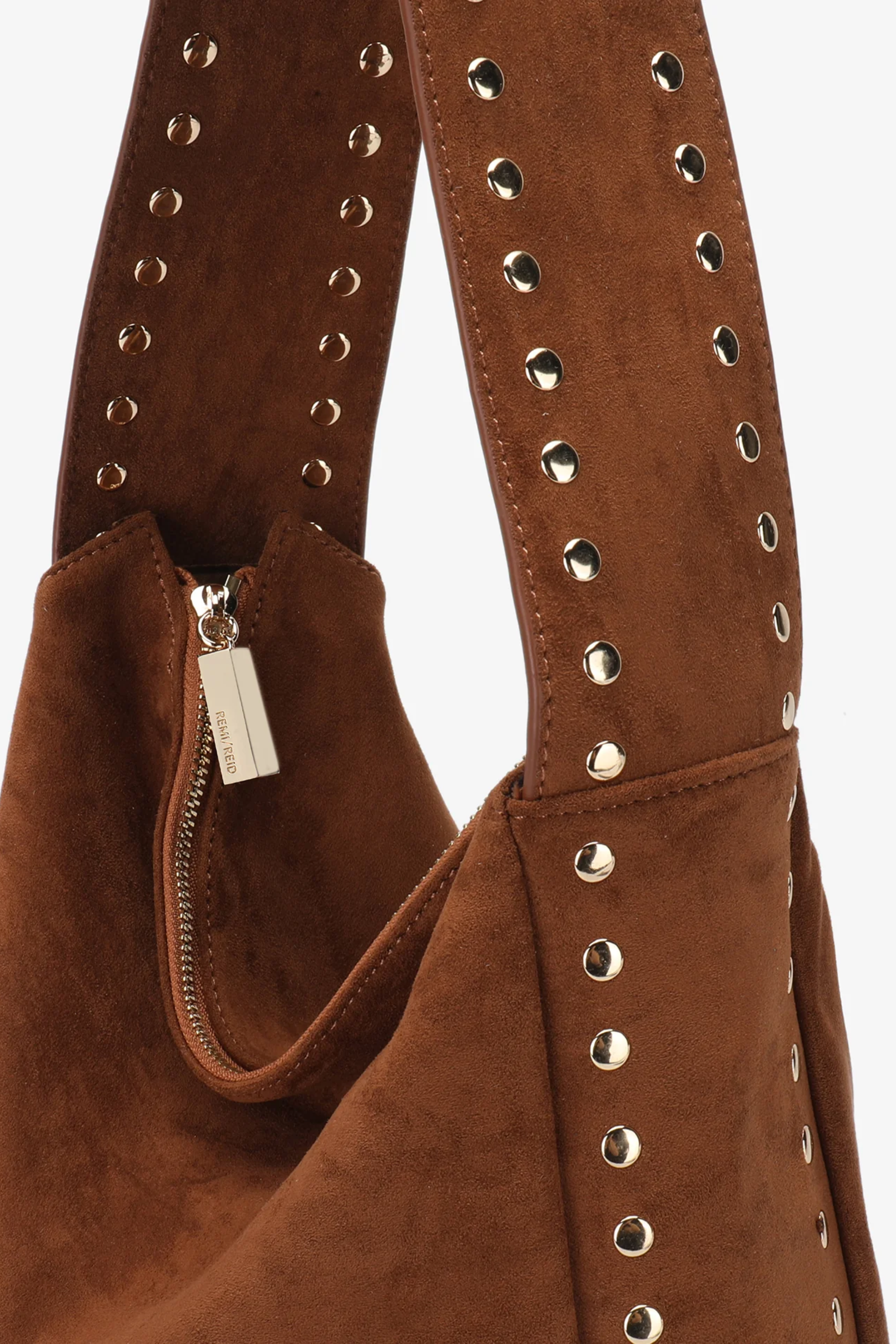 Pascal Faux Suede Studded Tote - Rust
