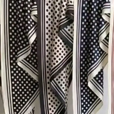Polka Dot Pattern Silk Scarf - Navy