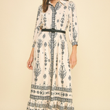 Toni Printed Belted Maxi Dress - Cream
