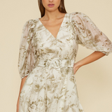 Alexis Belted Mini Dress - Ivory/Olive