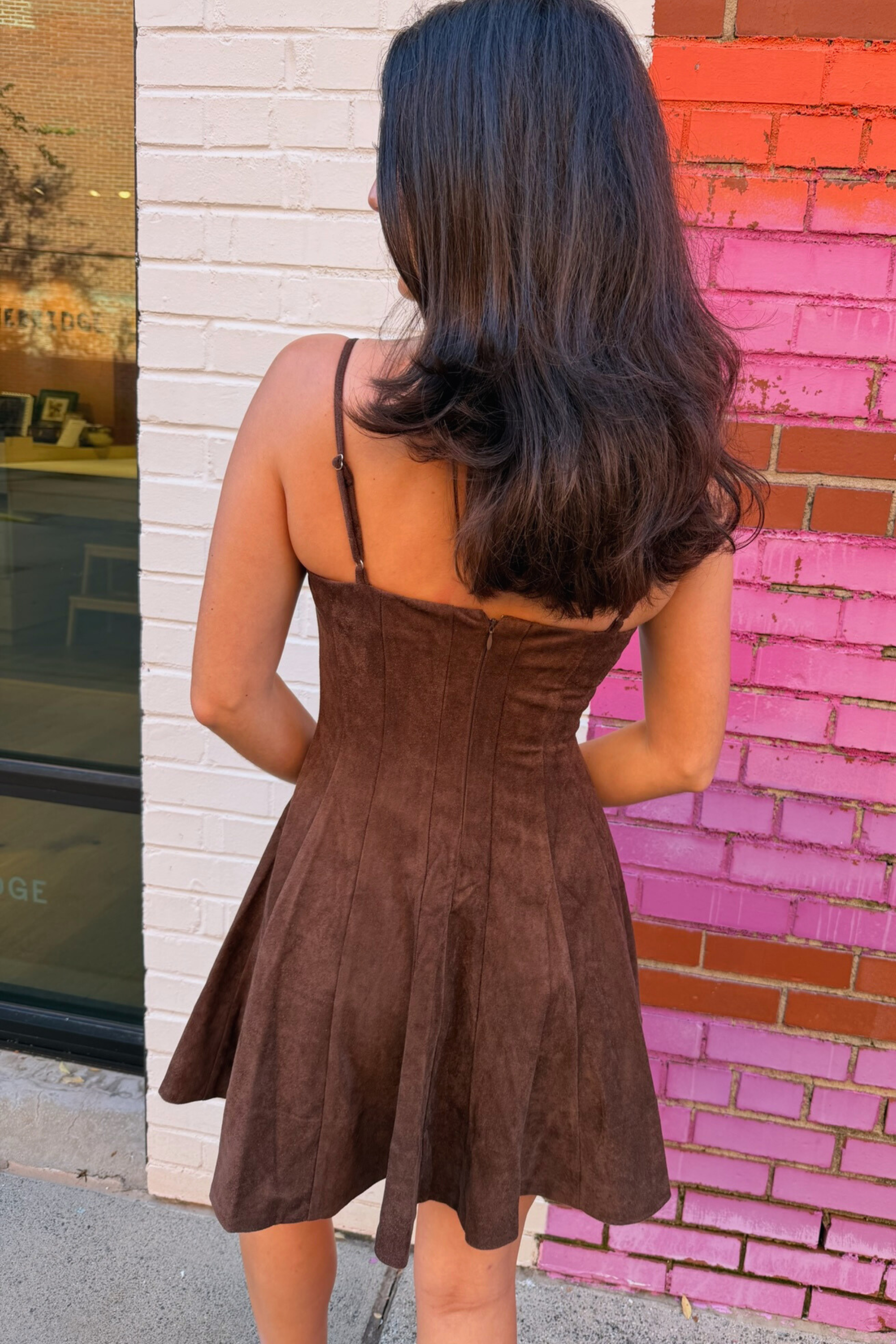 Shay Suede Mini Dress - Brown