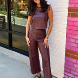 Victoria Vegan Leather Tank Top - Oxblood