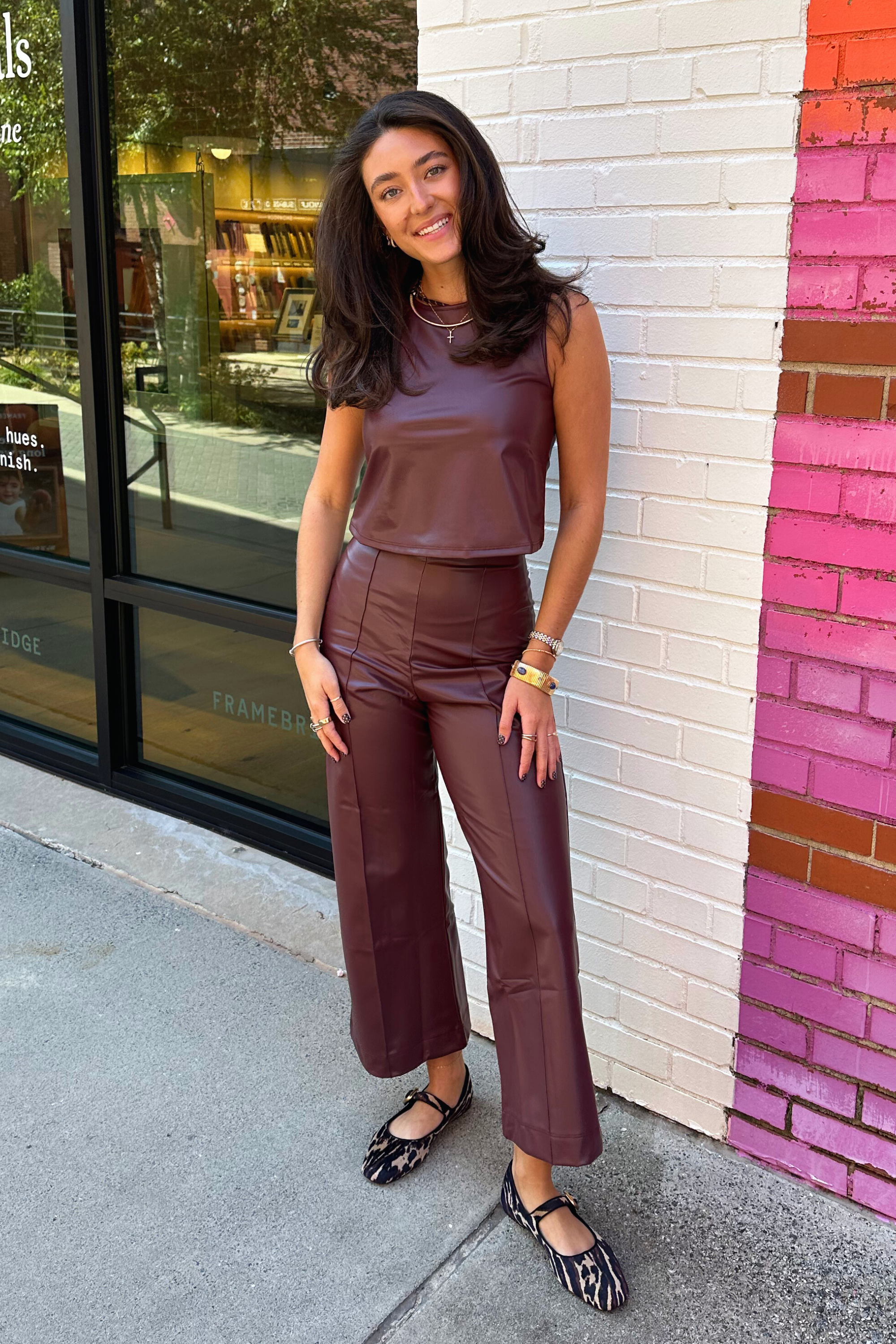 Victoria Vegan Leather Tank Top - Oxblood
